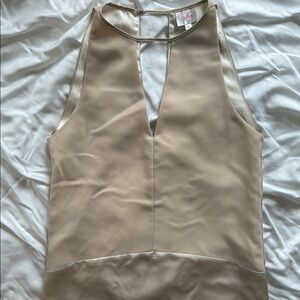 Parker Tan Sheath Dress Halter Sleeveless Cocktail